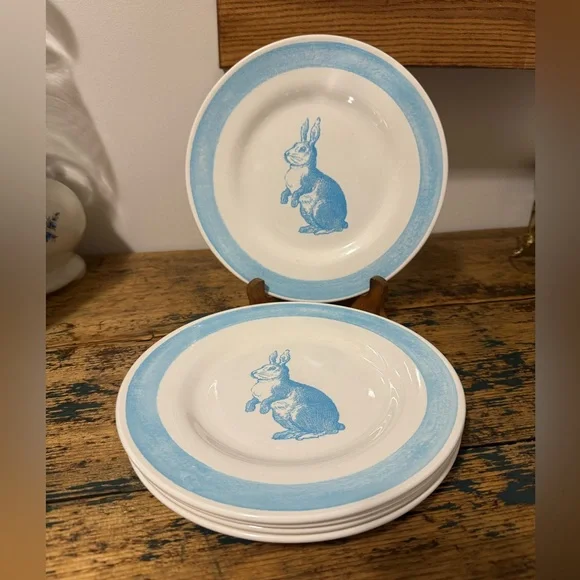 Charming Blue Rabbit Salad Plates - Picture 3 of 6